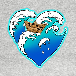 Paper boat in the ocean T-Shirt